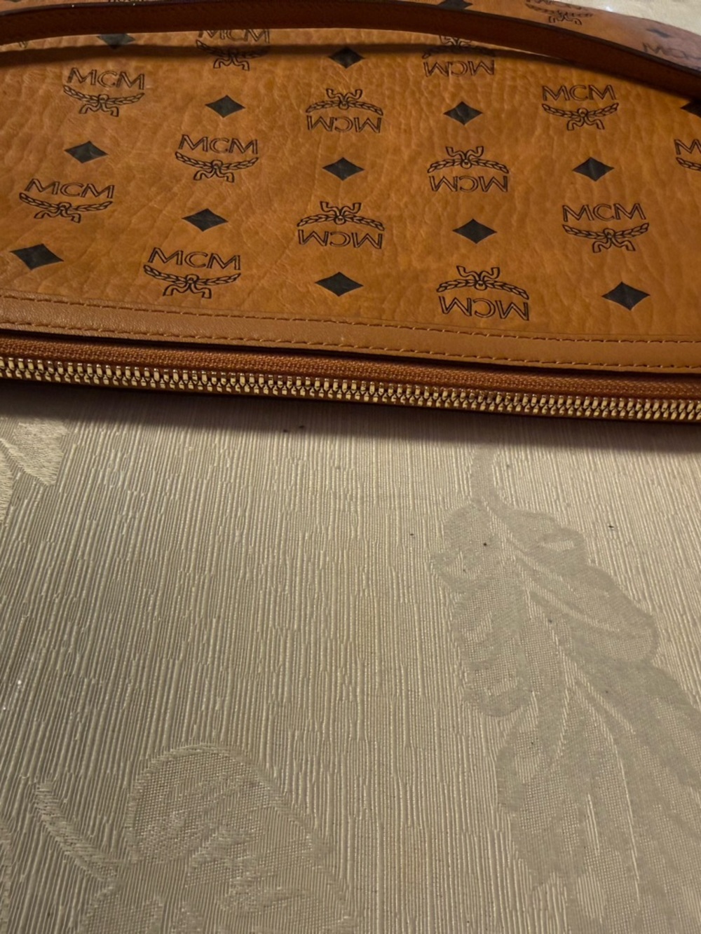 MCM Multicolor Geometric Lined Pouch with Cognac Trim - Picture 6 of 14